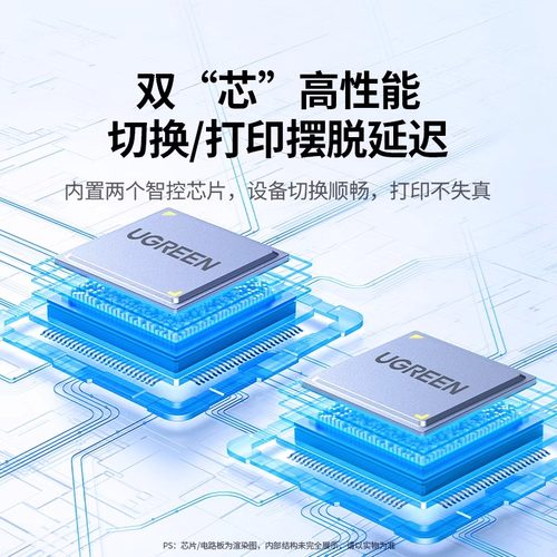 绿联打印机共享器网络转接头键盘鼠标数据线连接两台电脑分接切换二进一出共用转换一分二双usb分线器一拖二 - 图0