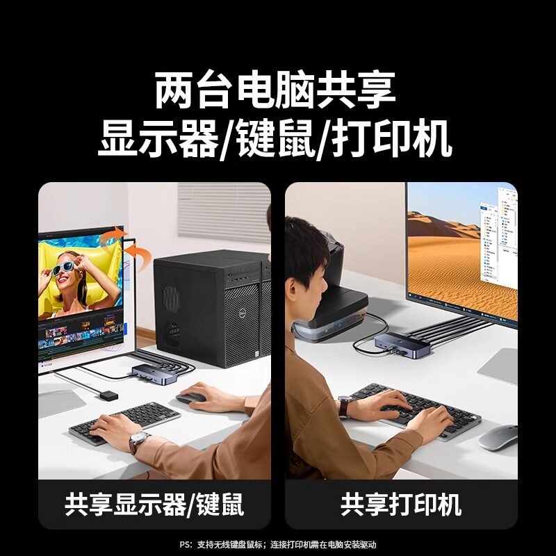 绿联kvm切换器hdmi二进一出4K高清两台电脑主机共用一个显示器键