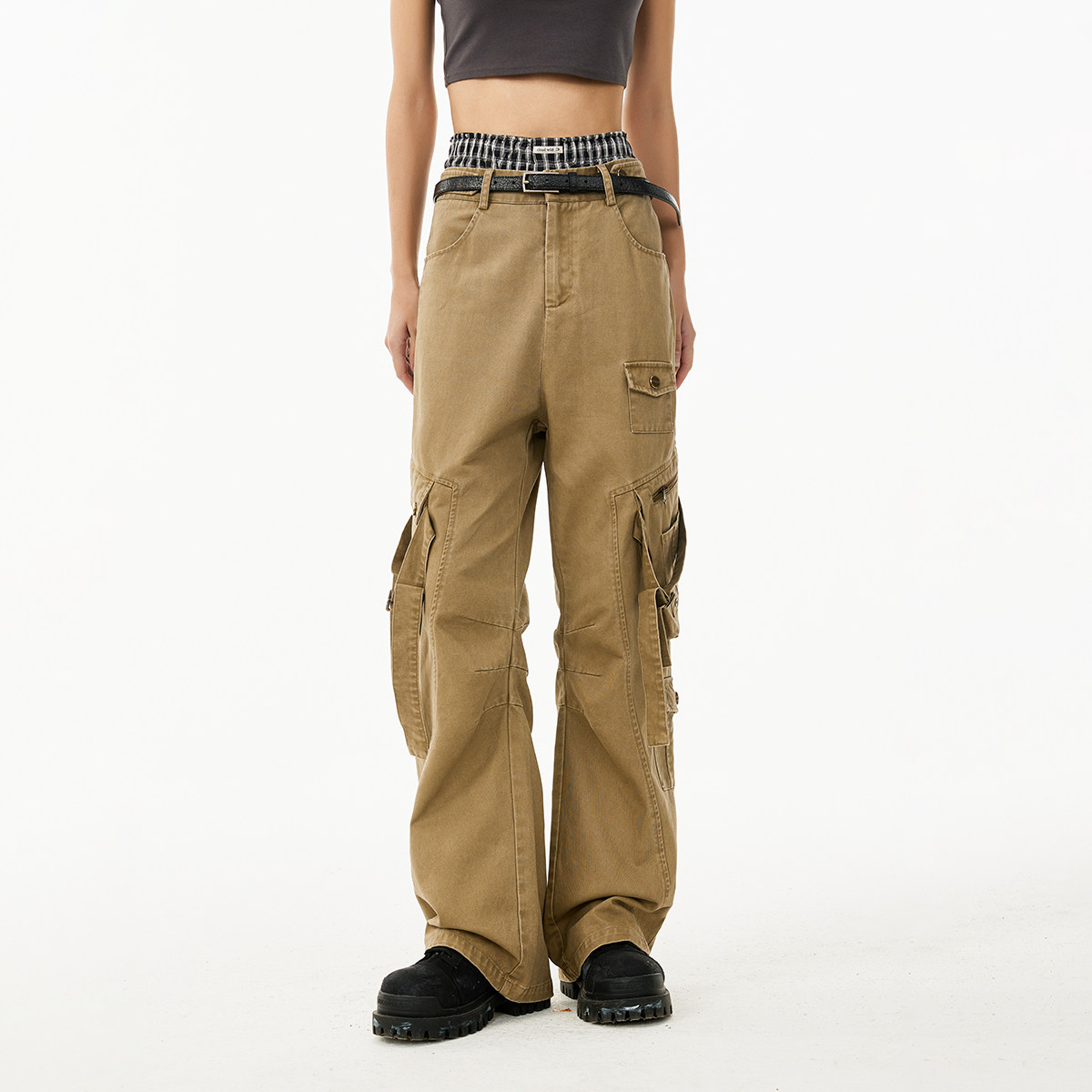 FORNINES多口袋解构微喇工装裤男生潮牌美式复古宽松直筒vibe裤子,淘宝优惠券,粉丝福利购,淘宝优惠卷