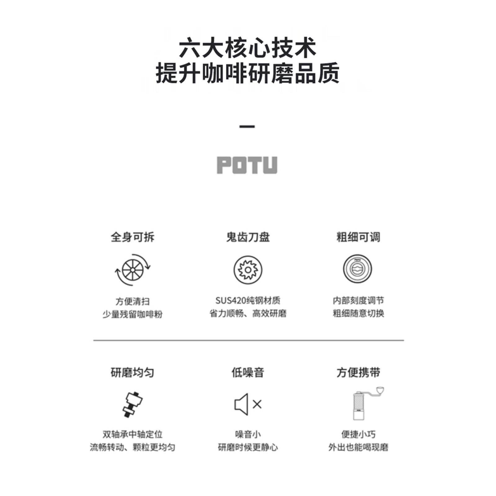 potu手动手摇磨豆机鬼齿手磨咖啡机研磨机便携咖啡研磨 泰摩栗子 - 图3