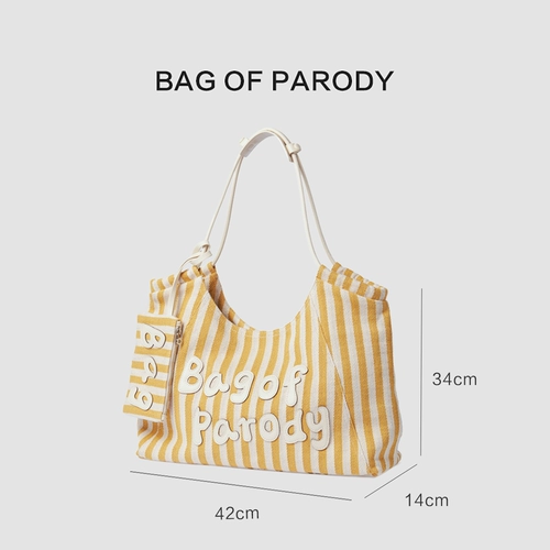 Мешок с Parody2025 Новая большая способность повседневная пригородная дофамин, блокирующая большая сумка с холстом.