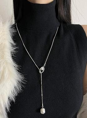 钛钢不掉色长款项炼女士覆古毛衣炼轻奢高级感秋冬配饰设计感小众