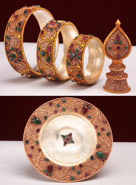 圆莲花尼泊尔手工曼扎盘