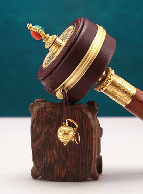 藏式实木摆件小号手纯铜