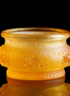 琉璃圣莲花花瓶香炉供盘