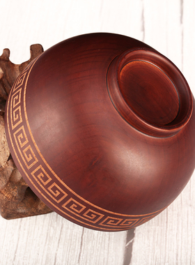 糌粑碗酥油茶碗家用藏式风格枣木碗回纹茶碗饭碗自然木碗一碗多用