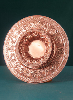 藏式善愿福纯铜紫铜曼扎盘供曼扎八吉祥修盘三十七堆日月家用摆件