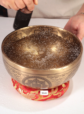 绿度母佛像颂钵音钵尼泊尔手工碗家用音疗法海喜马拉雅铜磬摆件