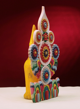 实木彩绘家用摆件藏式民族风