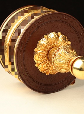 亚青超大号纯铜手摇转轮特大号手动圣大转桶转筒佛堂家用摆件92cm