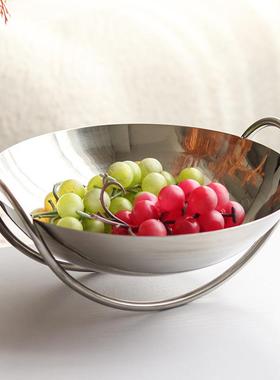 轻奢家居客厅不锈钢艺术摇篮水果盘餐具托盘摆件样板间桌面装饰品