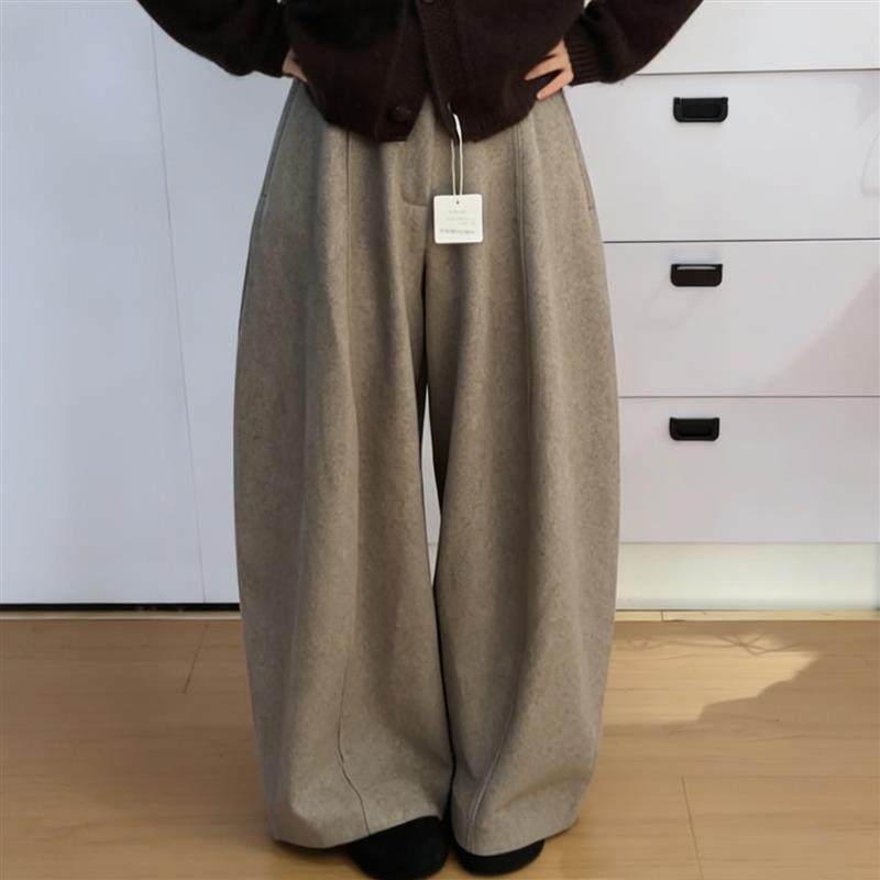 秋冬加绒保暖高腰咖色复古风弯刀裤女2025新款流行休闲百搭阔腿裤,淘宝优惠券,粉丝福利购,淘宝优惠卷