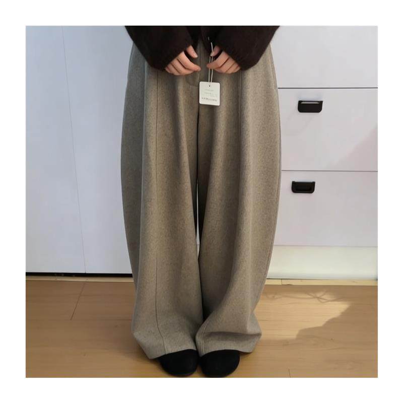 秋冬加绒保暖高腰咖色复古风弯刀裤女2025新款流行休闲百搭阔腿裤,淘宝优惠券,粉丝福利购,淘宝优惠卷