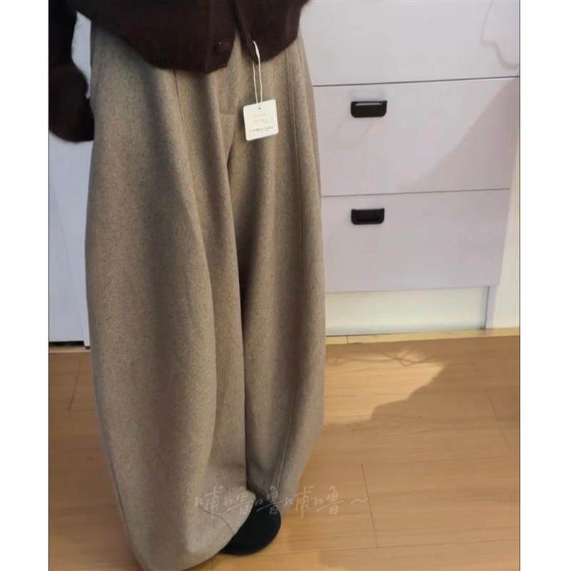 秋冬加绒保暖高腰咖色复古风弯刀裤女2025新款流行休闲百搭阔腿裤,淘宝优惠券,粉丝福利购,淘宝优惠卷