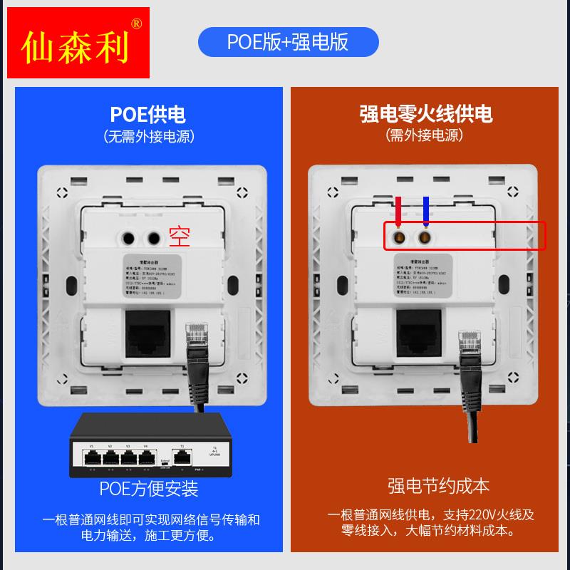 酒店吸顶86型入墙壁式AP组网POE全屋WIFI无线路由器面板网口插座-图1