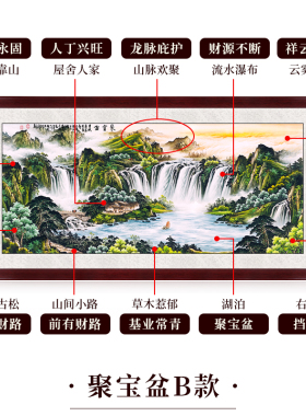 客厅聚财山水画挂画办公室靠山图