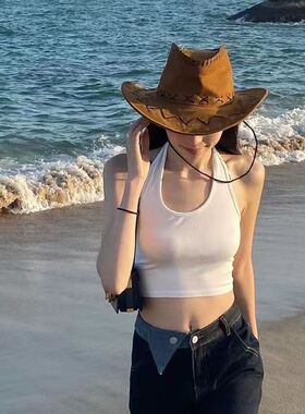 帽子出游夏季帽骑士西部小户外遮阳帽牛仔复古休闲街头显脸防晒