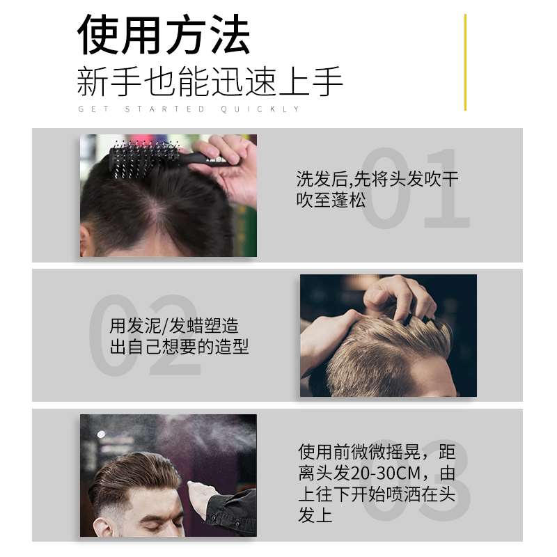 佰仕通发胶定型喷雾男士发型特硬蓬松干胶啫喱水发泥发蜡摩丝清香 - 图1