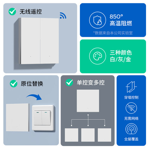 国际电工无线遥控220V灯开关免布线免网络家用双控远程随意贴神器 - 图3