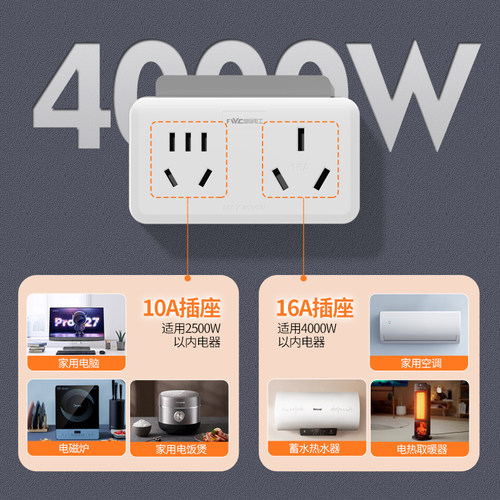 10A转16A转换插头多功能插座转换器大功率三孔空调电源插排插线板 - 图3