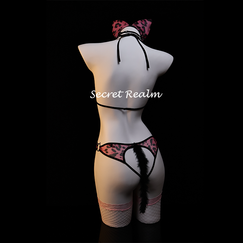 秘境「做你的猫」性感女仆cos制服套装镂空透视豹纹纯欲睡衣qqny - 图2
