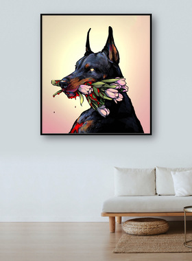 杜宾犬装饰画狗狗宠物