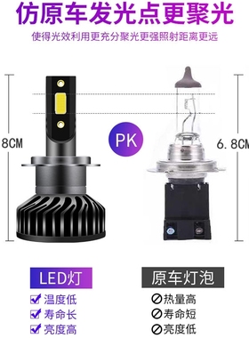 汽车LED大灯强光H1H7H11超亮聚光9005H4远近光一体改装激光前灯泡