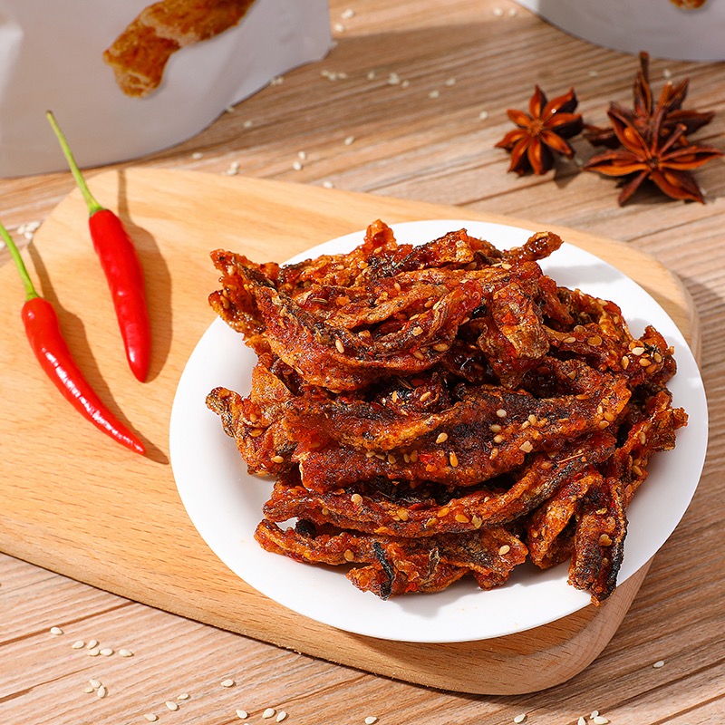 【深海选鱼】蜜汁香辣鳕鱼皮鱼干即食小吃零食鱼皮解馋零食