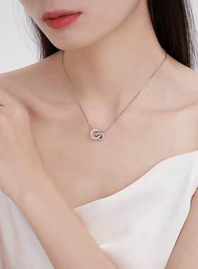 钛钢O字链女双环双环项链不掉色