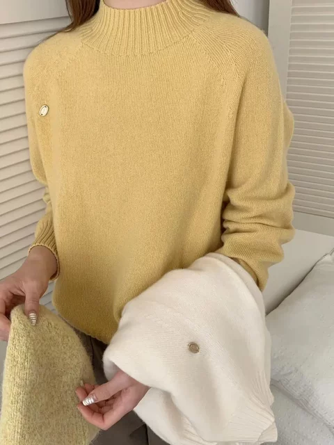 Clearance payment - no price difference - 100% pure wool - versatile long-sleeved crew neck pullover top