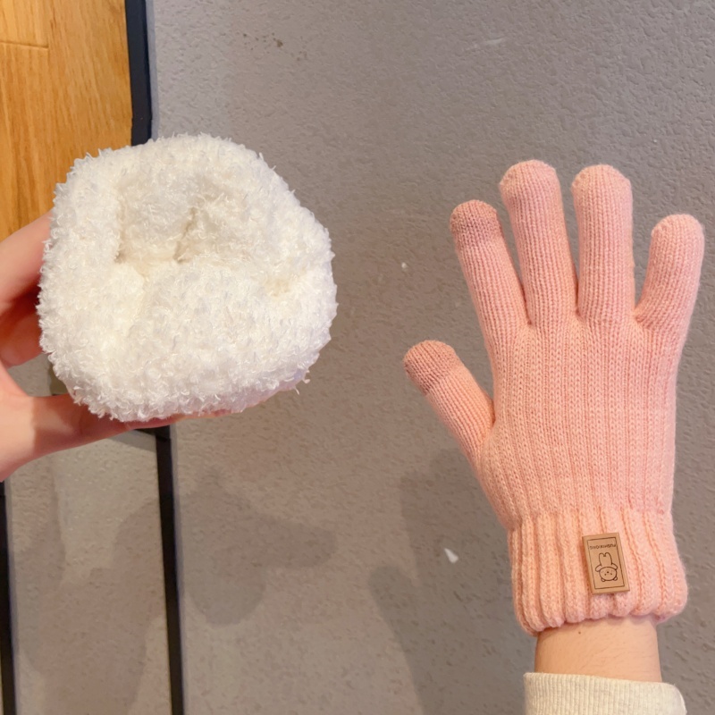 针织手套女冬季2025新款分指可触屏保暖加绒加厚骑行毛线手套 - 图2