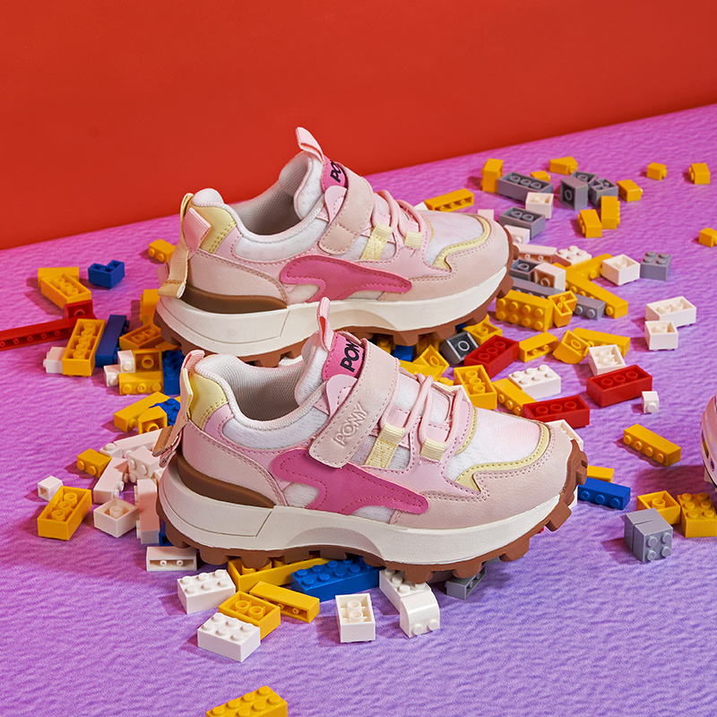 pony童鞋复古儿童慢跑鞋拼贴运动鞋男童女休闲鞋透气轻便单鞋学生