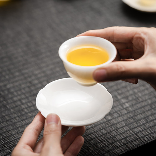 白瓷杯垫羊脂玉茶杯托防烫茶托隔热茶垫陶瓷杯碟杯托功夫茶道配件 - 图2