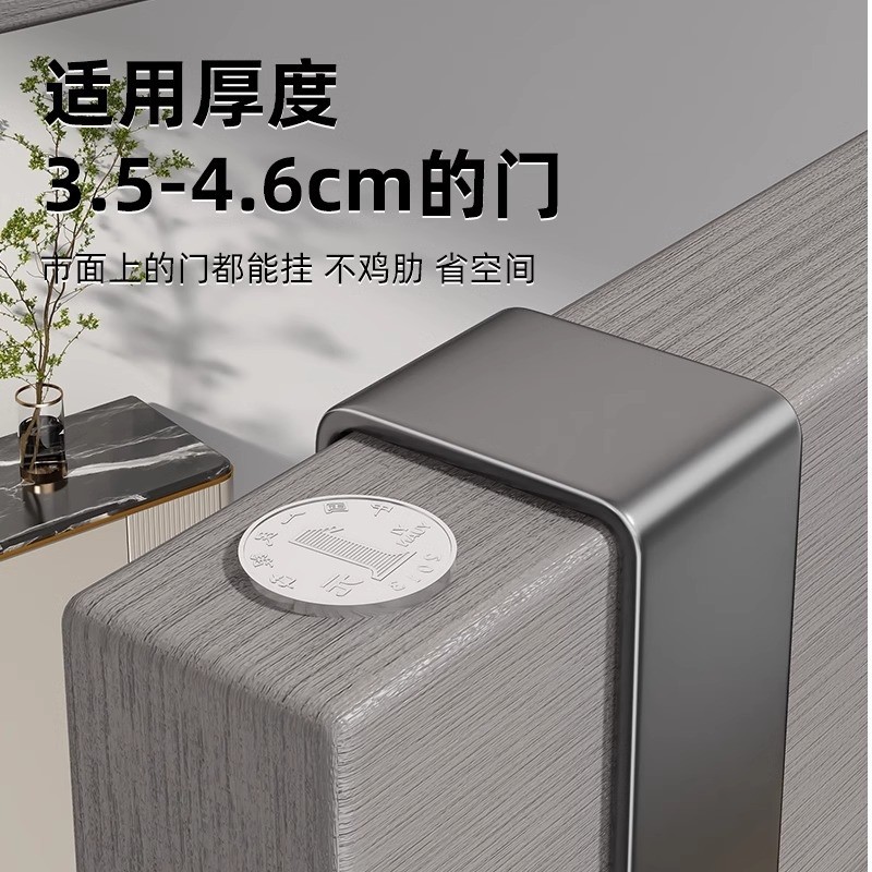 门后挂钩收纳架双层挂衣架免打孔卧室门上挂钩门背式衣帽架置物架 - 图1