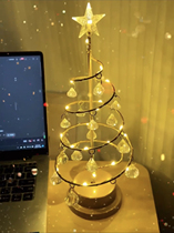 ins wind crystal Christmas tree light room bedroom ambience small night light decoration LED iron art table lamp table swing piece