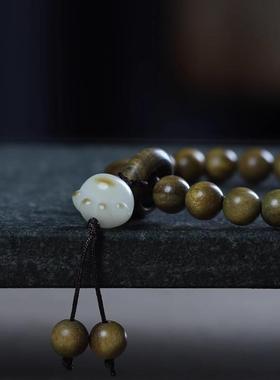 绿檀木佛珠手串檀木猫爪跑环手串手链佛珠手链饰品礼物手饰单圈