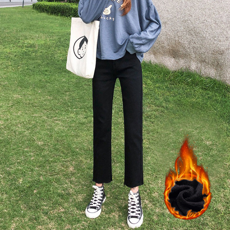 加绒加厚显瘦显高弹力小脚保暖牛仔裤女