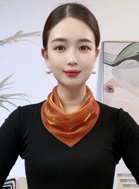 【予凡】韩版新款百搭炫彩珠珠脖颈时尚小丝巾三角巾