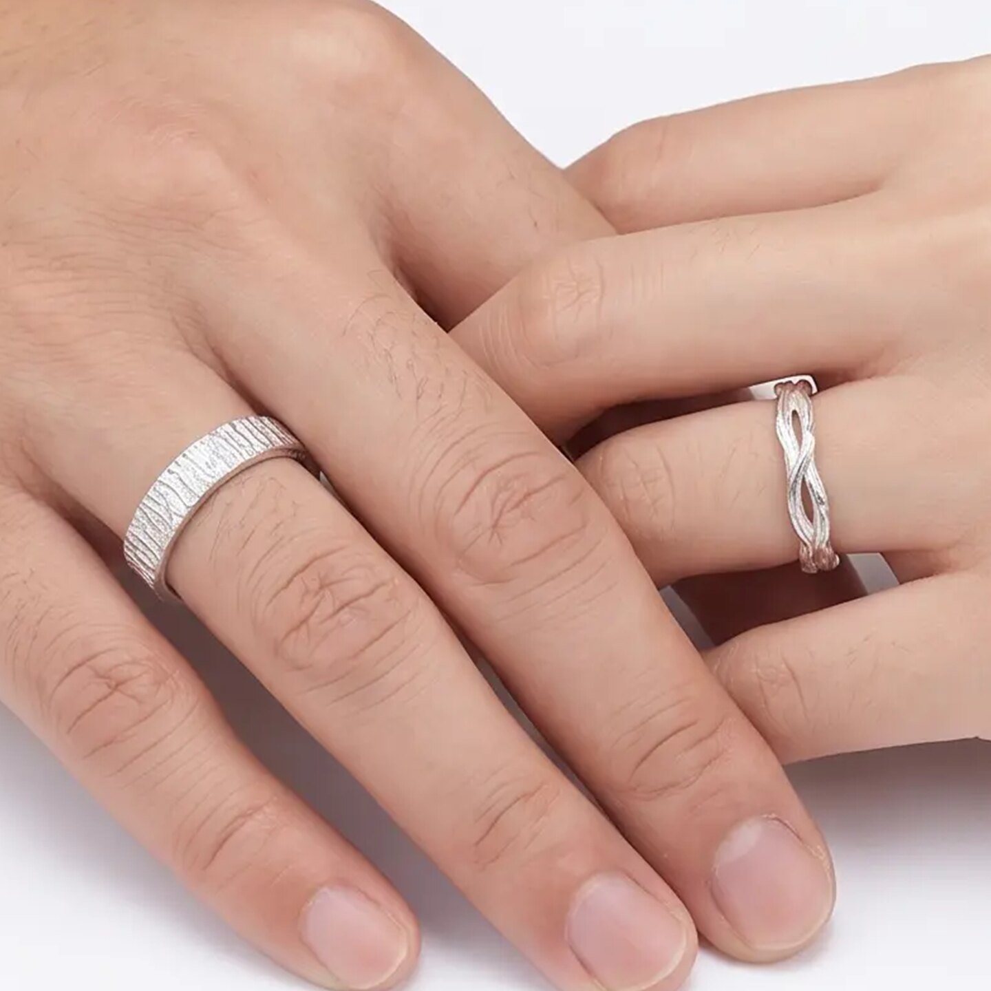 Wood and branches couple ring 999 silver fashion pair ring