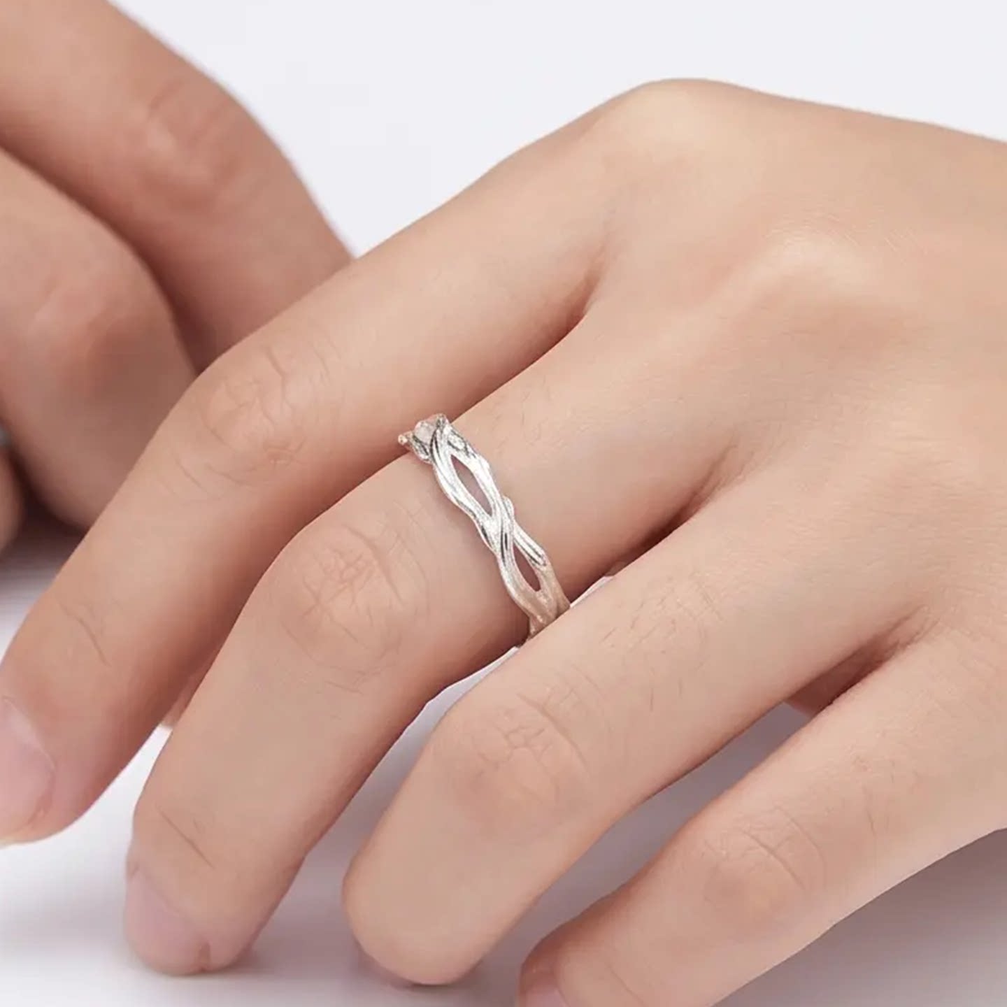 Wood and branches couple ring 999 silver fashion pair ring