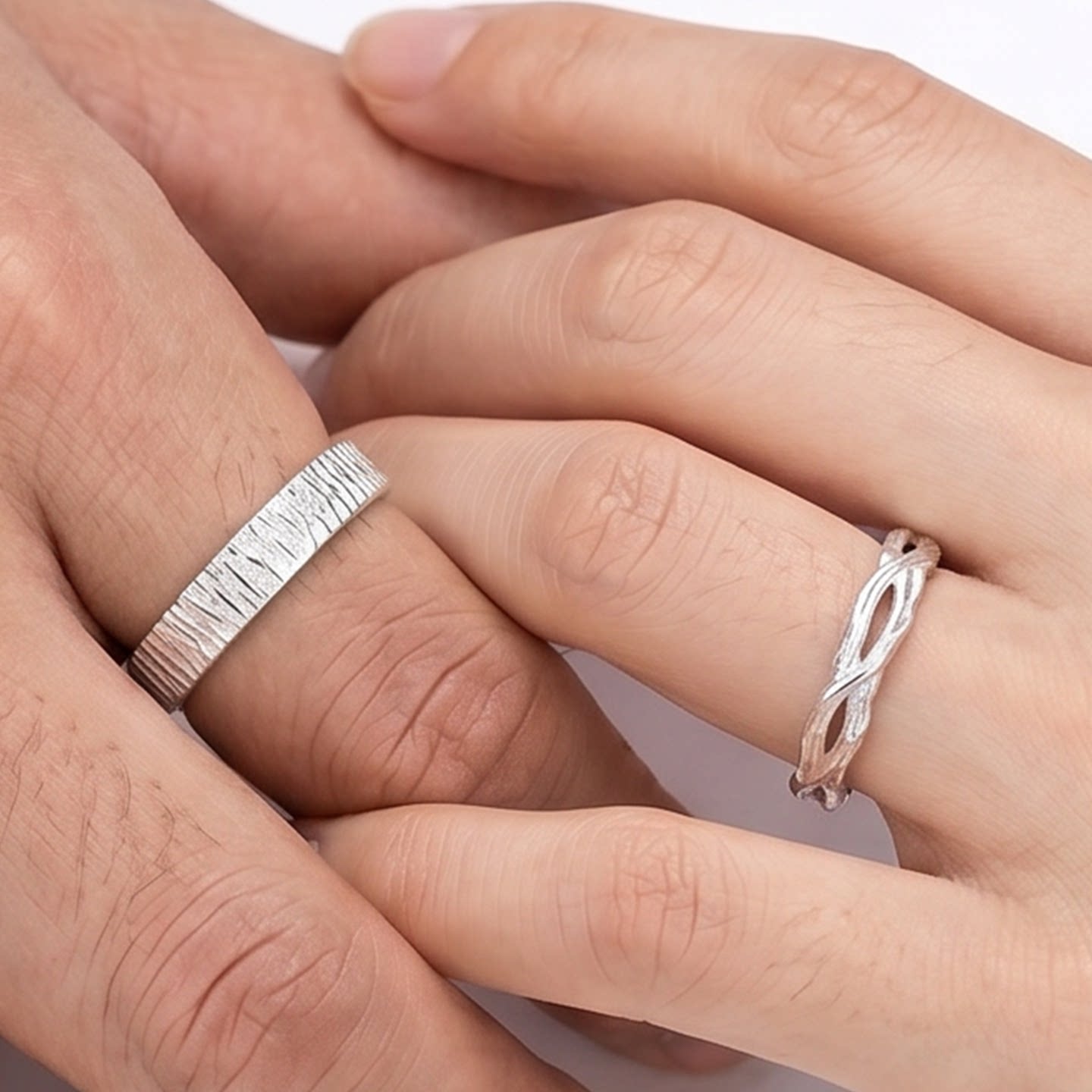 Wood and branches couple ring 999 silver fashion pair ring