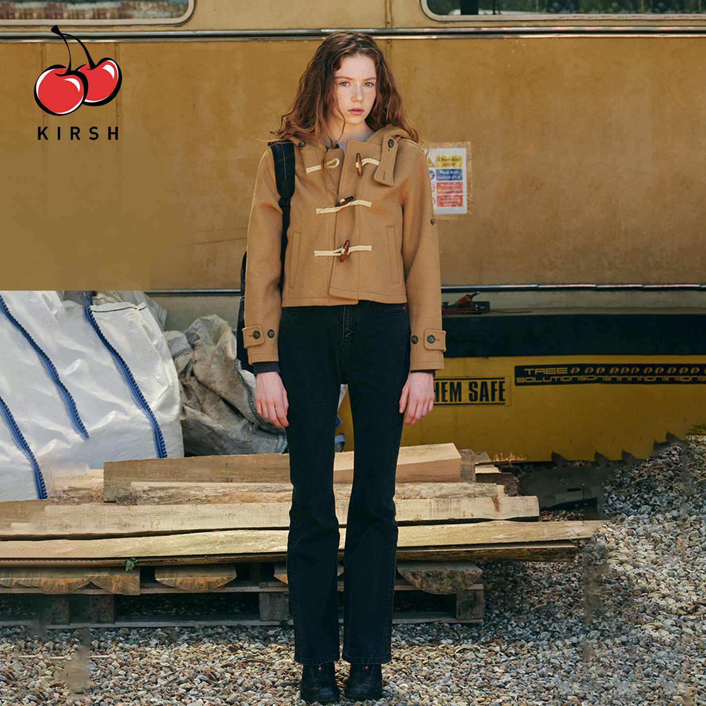 kirsh大樱桃英式学院风牛角扣短款毛呢大衣女秋冬美拉德连帽外套,淘宝优惠券,粉丝福利购,淘宝优惠卷