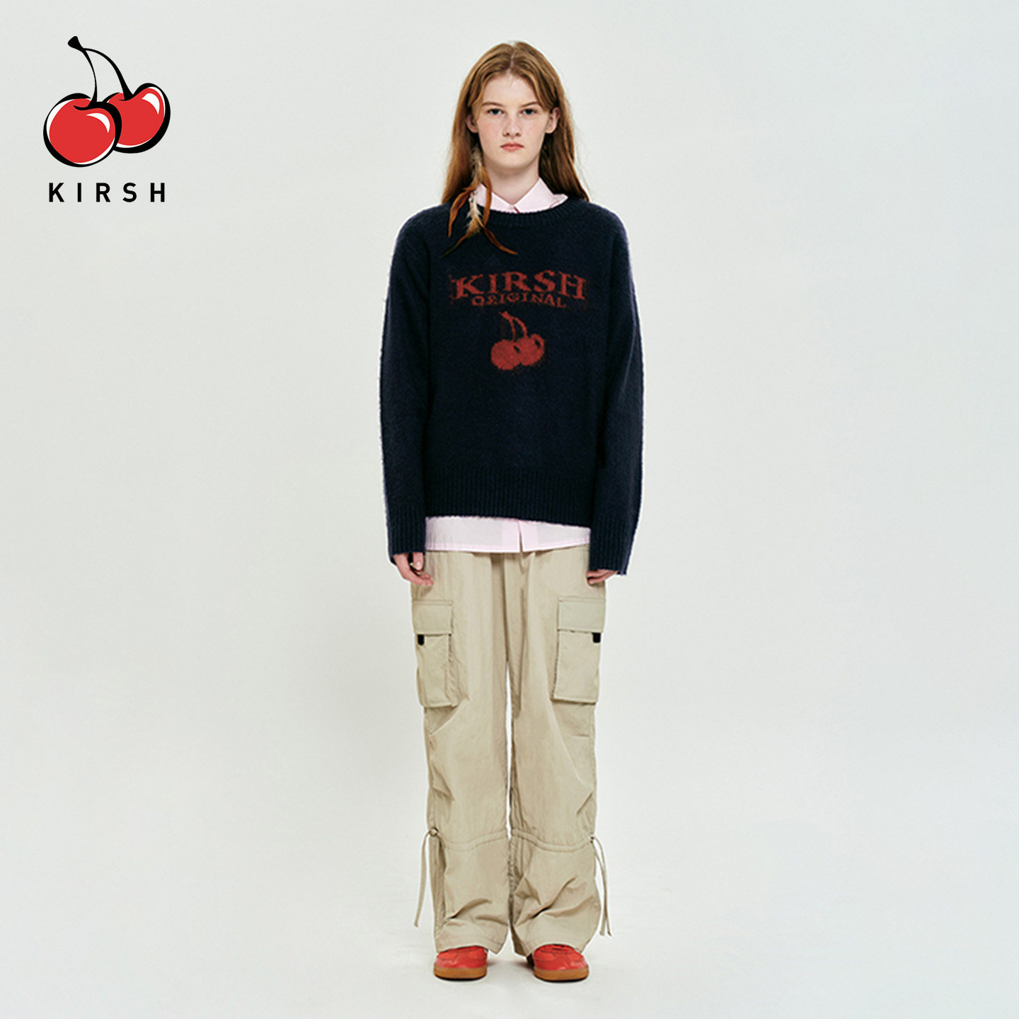 KIRSH美式抽绳多口袋工装裤女款秋冬酷飒风休闲裤宽松直筒长裤女,淘宝优惠券,粉丝福利购,淘宝优惠卷