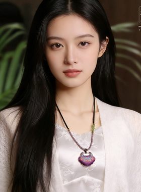 新品宋锦紫如意锁吊坠挂绳送闺蜜