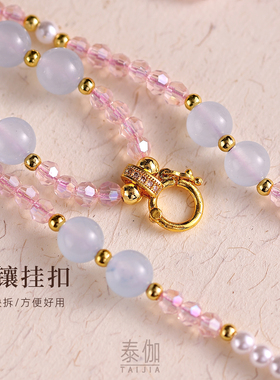 新中式双层双挂炫彩粉刻面佛牌链