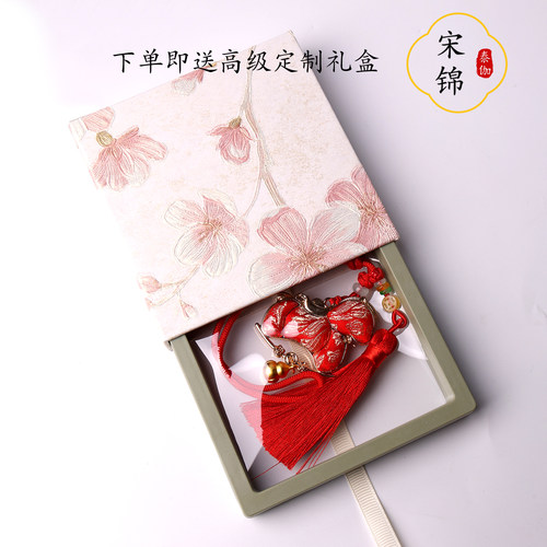 仙女风浅紫色小马挂件成品宋锦马上有钱车载挂件马年创意礼物装饰 - 图0