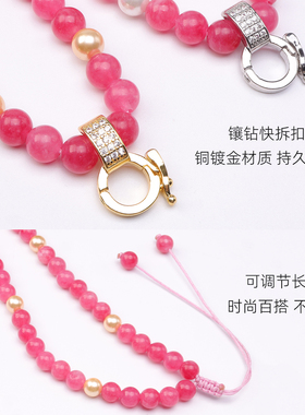 泰伽红纹玉髓佛牌挂链圆珠女