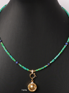 天然孔雀石项链百搭锁骨链民族风
