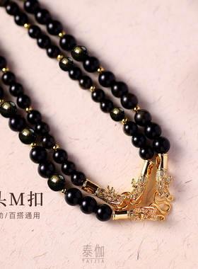 天然金曜石佛牌唐卡吊坠挂链M扣