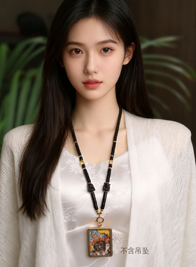 天然椰壳钛钢扣佛牌链吊坠链子